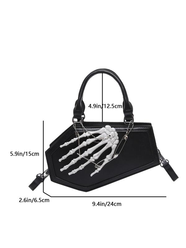 Women's Skeleton Hand Decor Crossbody Bag, Fashionable Asymmetric Shape Pu Leather Shoulder Bag for Daily Used, Casual Trendy Versatile High-quality Daily Commuting Bag