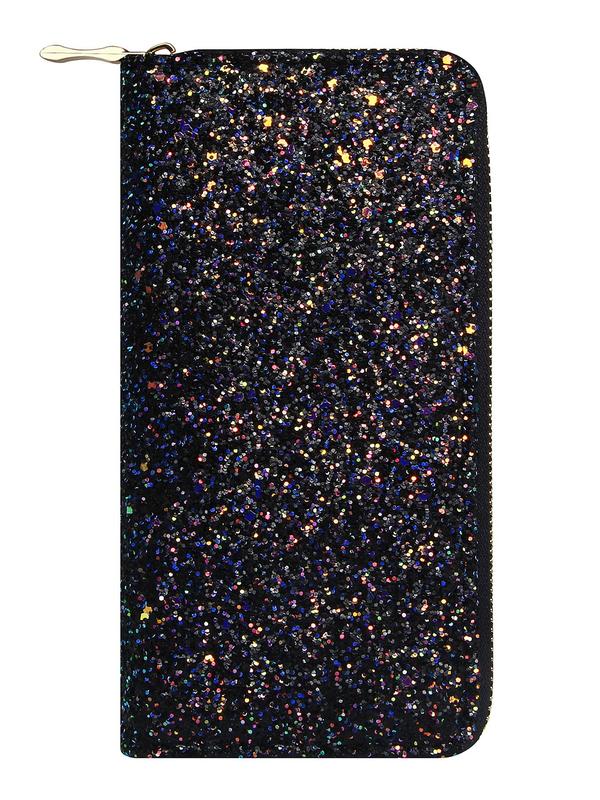 Women's Fashionable Glitter Sequins Decor Long Wallet, Casual Versatile Zipper Wallet, Trendy High-quality Daily Money Saving Wallet Suitable for Daily Wear with Holiday Birthday Gifts