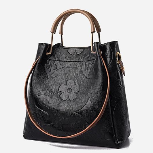 New embossed women's large-capacity cross-body bag bucket bag printed handbag-F08