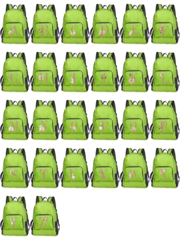 Fashion Initials Pattern Backpack, Casual Waterproof Backpack for Women & Men, Lightweight Portable Folding Travel Backpack for Daily Use