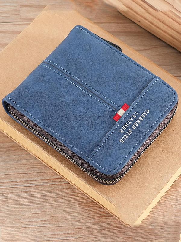 Men's Business Zipper Wallet, Summer Trendy Vintage Bifold Wallet with Card Slots, Chic All-match Card Holder for Daily & Work Use As Gift