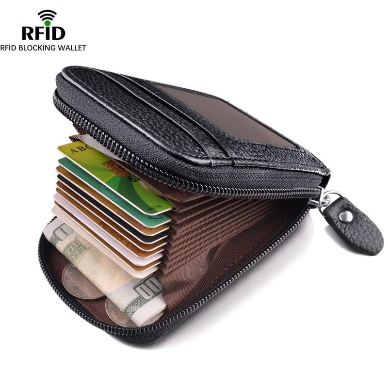 Wallet - Credit Card Holder RFID Blocking Zipper Pocket - Men's Womans