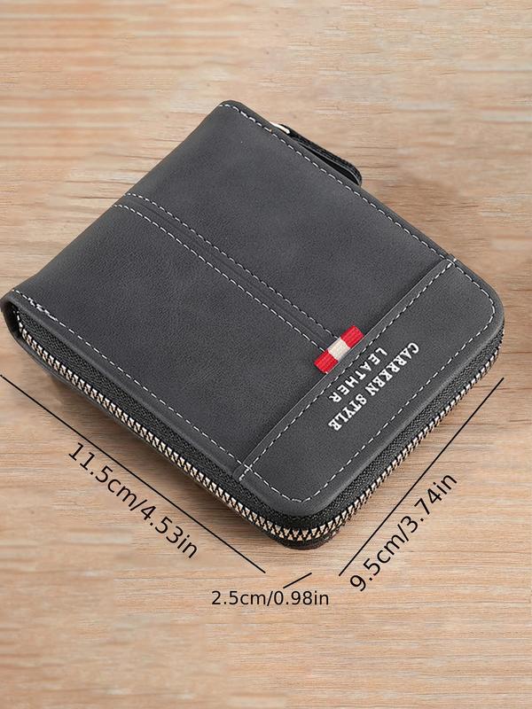 Men's Business Zipper Wallet, Summer Trendy Vintage Bifold Wallet with Card Slots, Chic All-match Card Holder for Daily & Work Use As Gift