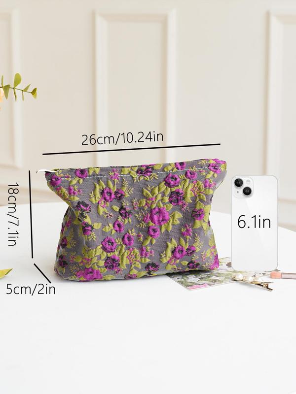 2024 New Style Sunflower Pattern Makeup Bag, Large Capacity Cosmetic Storage Bag, Portable Travel Toiletry Bag, Zipper Makeup Organizer Pouch