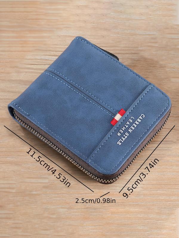 Men's Business Zipper Wallet, Summer Trendy Vintage Bifold Wallet with Card Slots, Chic All-match Card Holder for Daily & Work Use As Gift