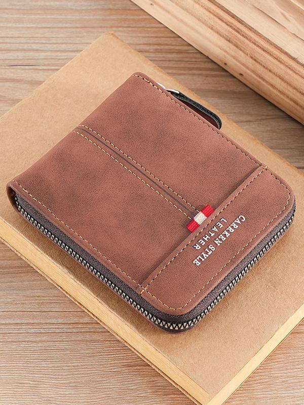 Men's Business Zipper Wallet, Summer Trendy Vintage Bifold Wallet with Card Slots, Chic All-match Card Holder for Daily & Work Use As Gift