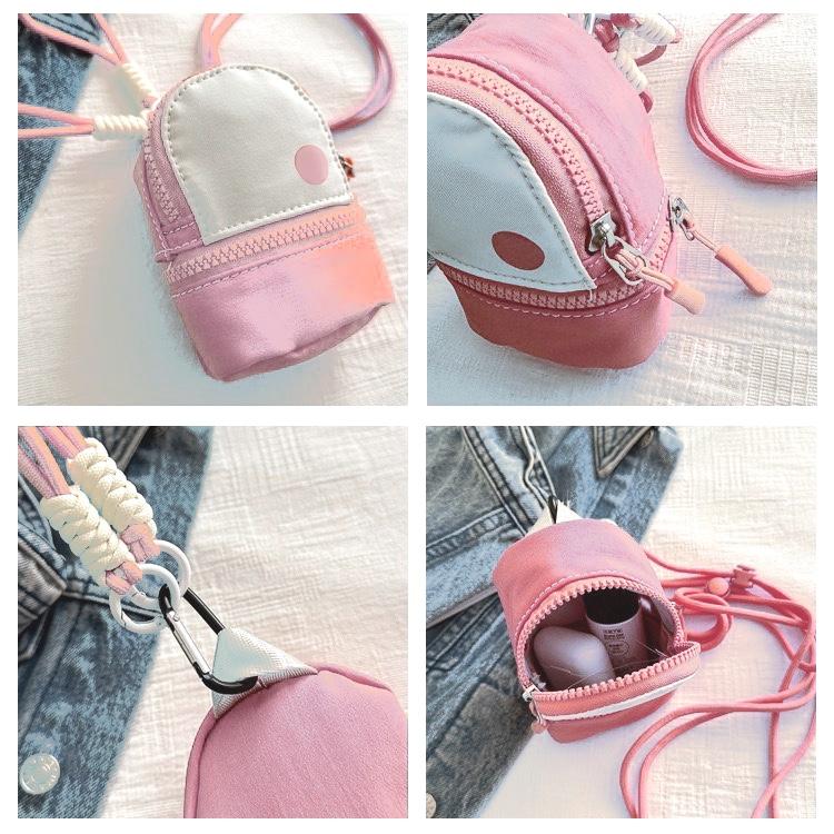 Mini Backpack Keychain Wristlet Pouch Small Change Coin Purse Cute Zipper Wallet for Women Men Airpods Cosmetics - Durable Nylon Material