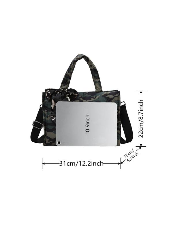 Fashion Camo Pattern Tote Bag, Casual Versatile Shoulder Bag for Women, Trendy All-match Bag for Daily Use
