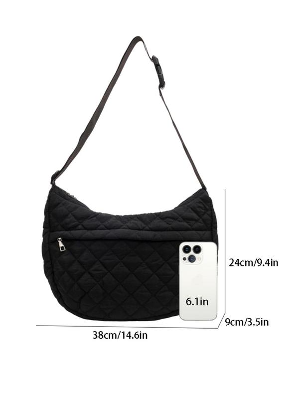 Women's Solid Color Quilted Tote Bag, Fashionable Large Capacity Shoulder Bag for Daily Used, Casual Trendy Versatile High-quality Daily Commuting Bag