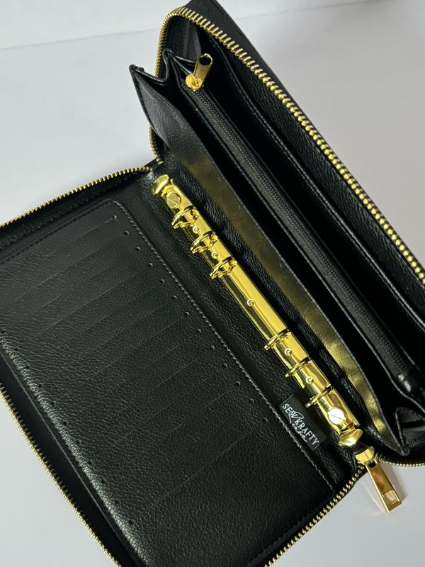 Zippy LUXE Wallet A6 Cash Envelope - 20 Card Slots, Gold Hardware