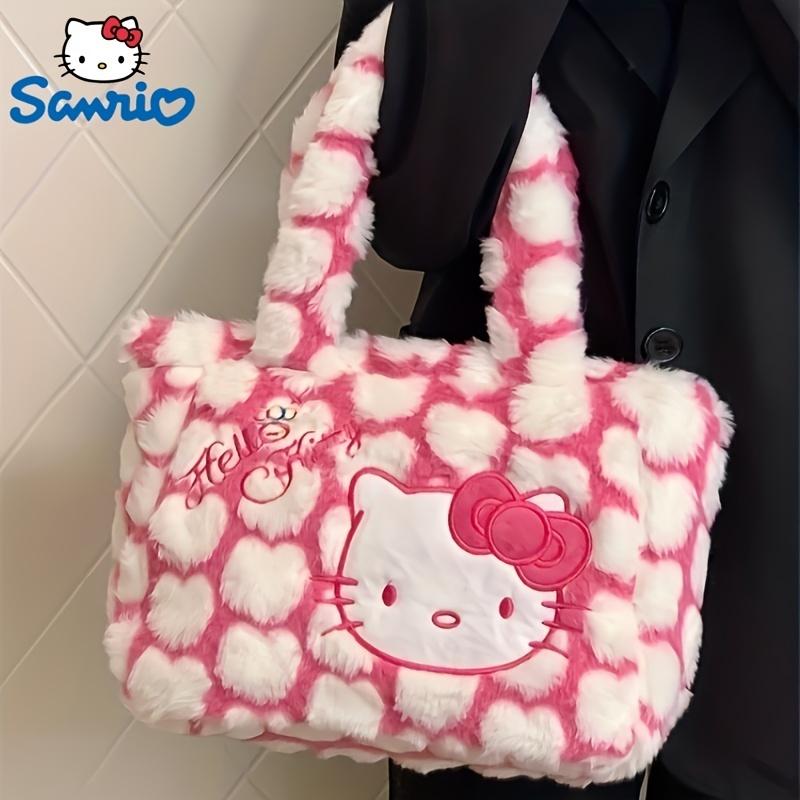 MINISO Sanrio Hello Kitty New Pattern Shoulder Bag Plush Handbag Kawaii Tote Bag Trendy Kawaii Tote Bag Trendy Storage Handbag