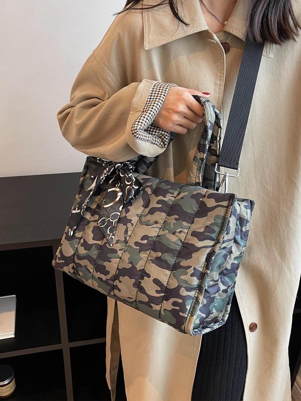 Fashion Camo Pattern Tote Bag, Casual Versatile Shoulder Bag for Women, Trendy All-match Bag for Daily Use