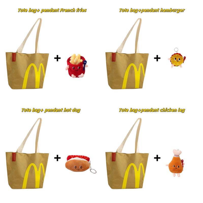 2024 New Fashion McDonald's Backpack Bags With Fries Hamburgers drumsticks hotdog Pendant Big Capacity Bag Accessories Class Bags Women