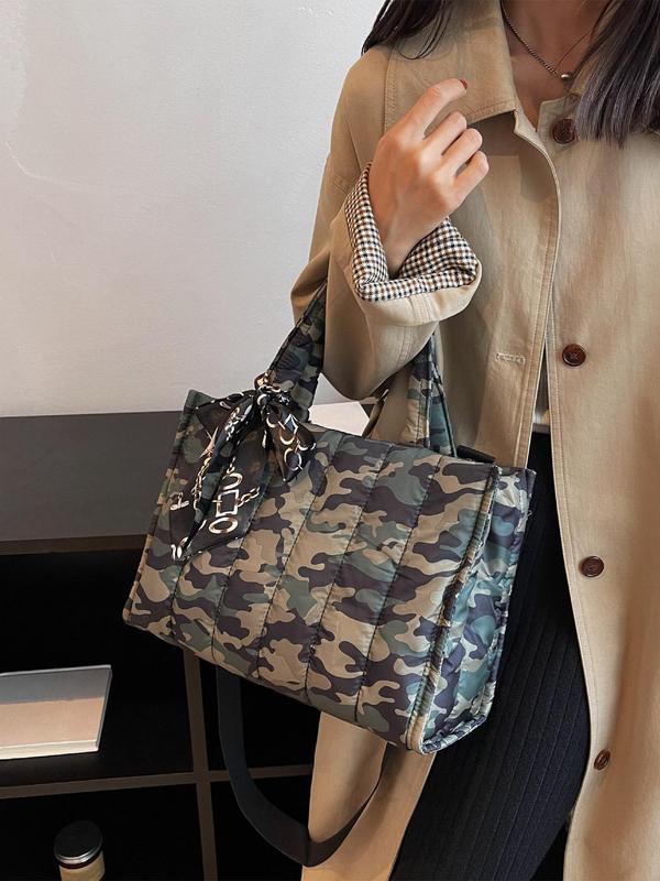 Fashion Camo Pattern Tote Bag, Casual Versatile Shoulder Bag for Women, Trendy All-match Bag for Daily Use