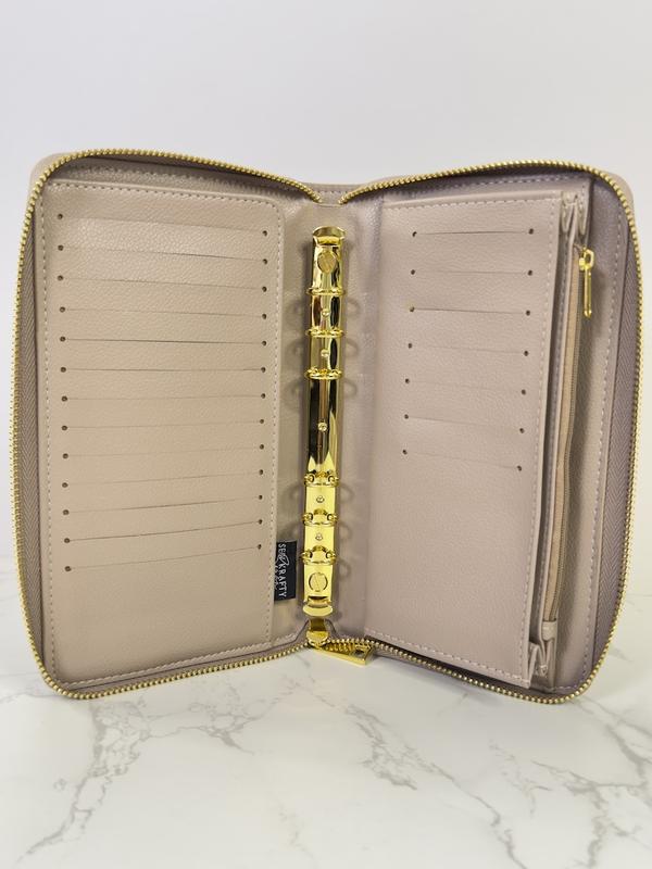 Zippy LUXE Wallet A6 Cash Envelope - 20 Card Slots, Gold Hardware