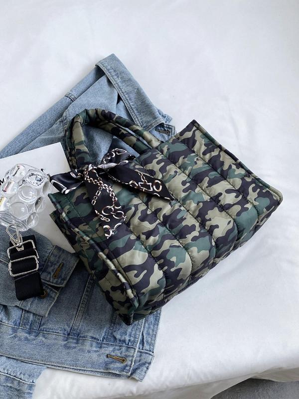 Fashion Camo Pattern Tote Bag, Casual Versatile Shoulder Bag for Women, Trendy All-match Bag for Daily Use