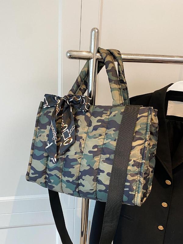 Fashion Camo Pattern Tote Bag, Casual Versatile Shoulder Bag for Women, Trendy All-match Bag for Daily Use