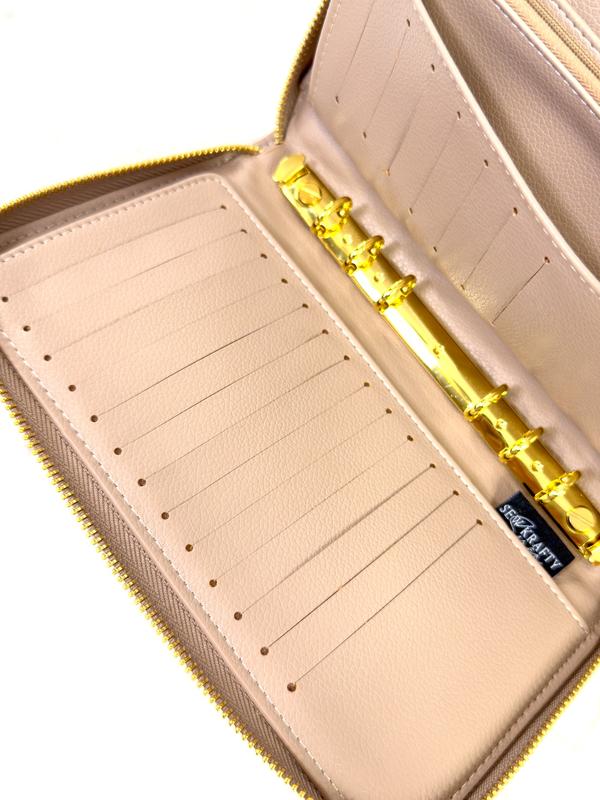 Zippy LUXE Wallet A6 Cash Envelope - 20 Card Slots, Gold Hardware