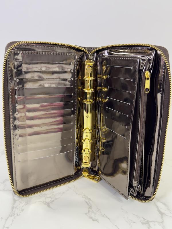 Zippy LUXE Wallet A6 Cash Envelope - 20 Card Slots, Gold Hardware