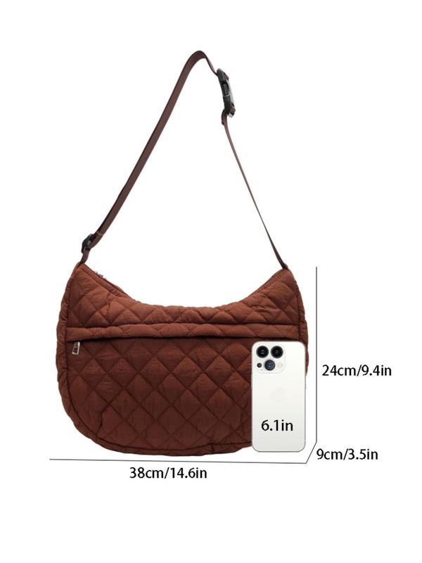 Women's Solid Color Quilted Tote Bag, Fashionable Large Capacity Shoulder Bag for Daily Used, Casual Trendy Versatile High-quality Daily Commuting Bag