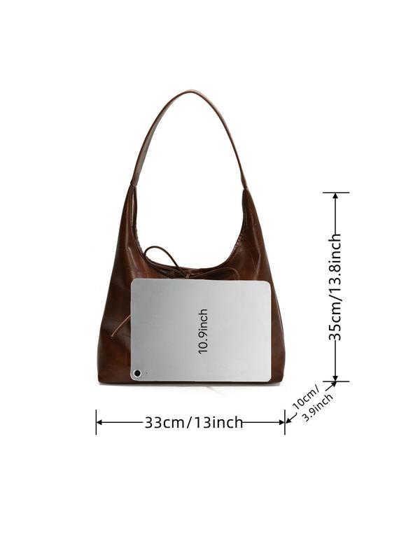 Women's Solid Color Bow Decor Tote Bag, Fashionable Large Capacity Shoulder Bag for Work & Business & Commute, Casual Trendy Versatile High-quality Daily Commuting Bag