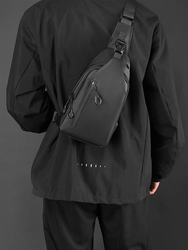 Men's Casual Solid Color Belt Bag, Lightweight Crossbody Bag, Versatile Sports Hiking Crossbody Bag, Large Capacity Sling Bag