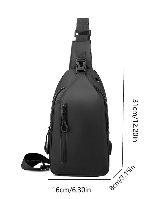 Men's Casual Solid Color Belt Bag, Lightweight Crossbody Bag, Versatile Sports Hiking Crossbody Bag, Large Capacity Sling Bag