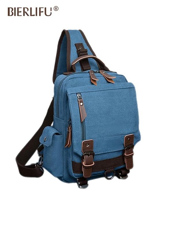 Men's Casual Plain Canvas Crossbody Bag, Fashionable Belted Design Sling Bag for Daily Used, Casual Trendy Versatile High-quality Daily Commuting Bag