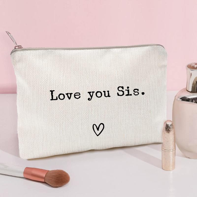 Love You Sister, Sister Gift, Missing You, Send Love, Makeup Case, Toiletry Bag, Gift for Friend, Makeup Bag for Best Friends