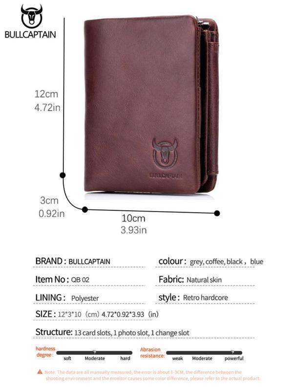 Men's Business Fashion Genuine Leather Trifold Wallet, Casual Trendy Short Wallet with Card Slots, Minimalist Card Holder As Gift for Boyfriend for Daily Use