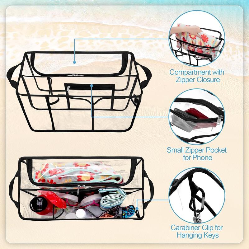 Clear Beach Bag Organizer Insert Compatible with Bogg Bag X Large, Waterproof Beach Bag Insert Divider Pouch, Beach Tote Bag Insert Organizer Liner 15.6 x 8.4 x 10.8 Inches, Black