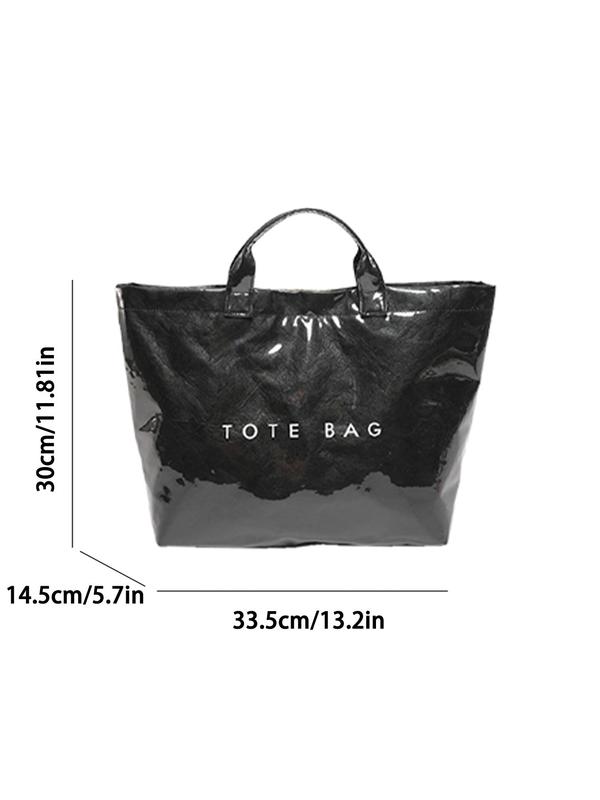 Fashionable Letter Decor Tote Bag, Large Capacity Storage Bag for Women, Casual Trendy Versatile High-quality Daily Commuting Bag, Girl Fashionable Shopping Bag