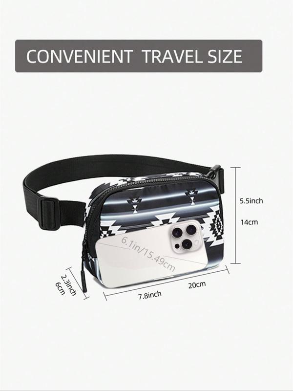 Women's Ethnic Pattern Fanny Pack, Fashionable Zipper Belt Bag for Daily Life, Casual Sports Daily Commuting Bag, Girl Fashionable Shopping Bag