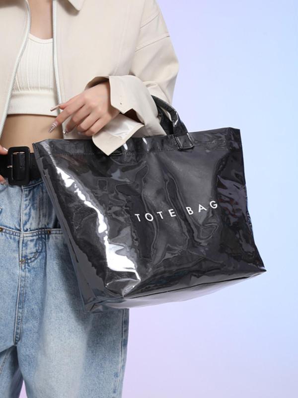 Fashionable Letter Decor Tote Bag, Large Capacity Storage Bag for Women, Casual Trendy Versatile High-quality Daily Commuting Bag, Girl Fashionable Shopping Bag