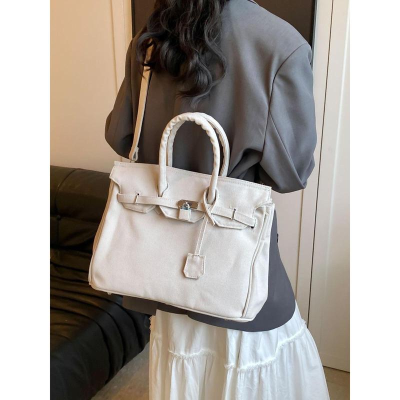 Simple Solid Color Denim Bag Women 2024 New Advanced Texture Large Capacity Birkin Bag Shoulder Messenger Bag