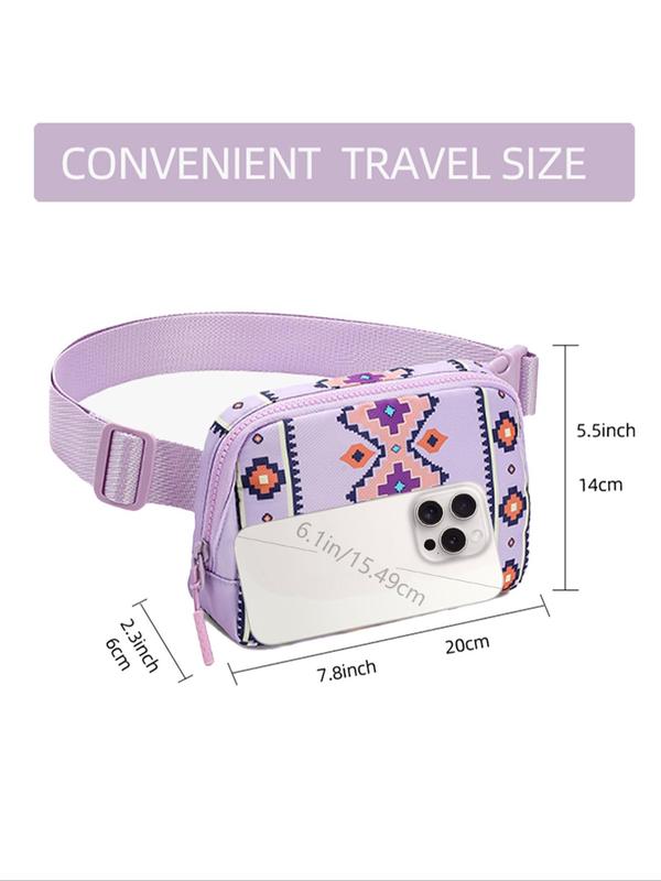 Women's Ethnic Pattern Fanny Pack, Fashionable Zipper Belt Bag for Daily Life, Casual Sports Daily Commuting Bag, Girl Fashionable Shopping Bag