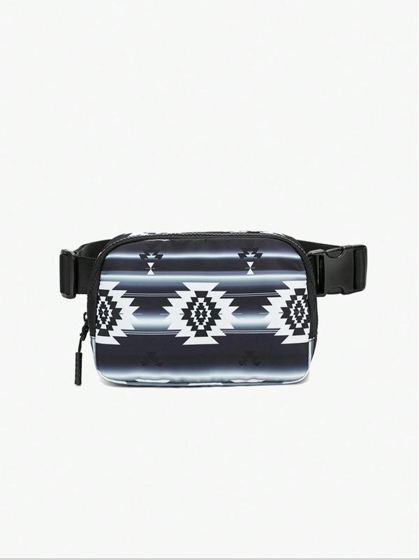 Women's Ethnic Pattern Fanny Pack, Fashionable Zipper Belt Bag for Daily Life, Casual Sports Daily Commuting Bag, Girl Fashionable Shopping Bag