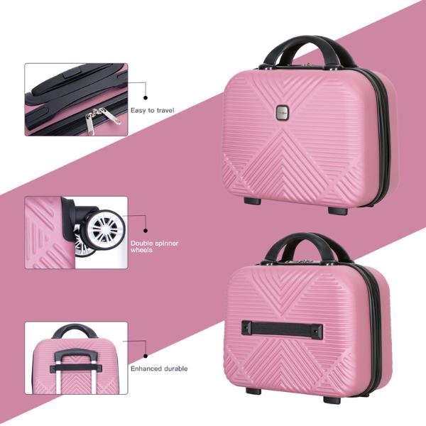 Luggage Sets 2 Piece Suitcase Set (14 20 )Hardside Suitcase with Spinner Wheels Lightweight Carry On Luggage(Pink)