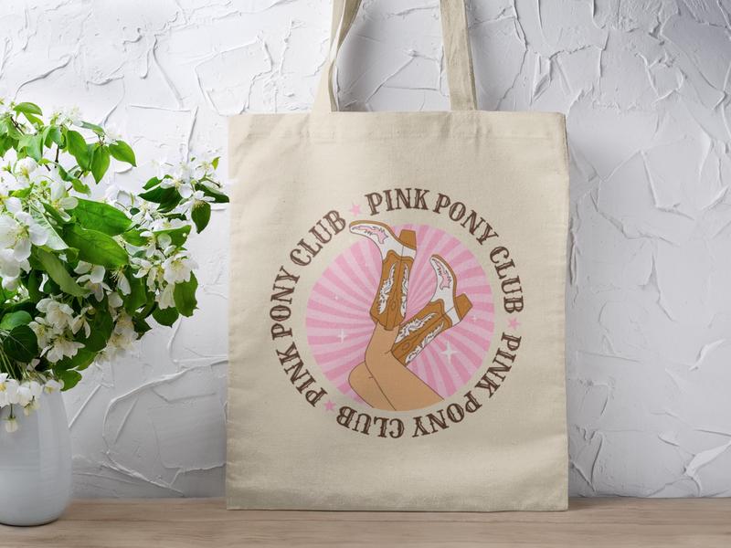 Pink Pony Club Tote Bag - Canvas Tote Bag, Chappell Roan, Midwest Princess, Hot to Go, Trendy, Gift for her, LQBT, Farmers Market Bag, Cute