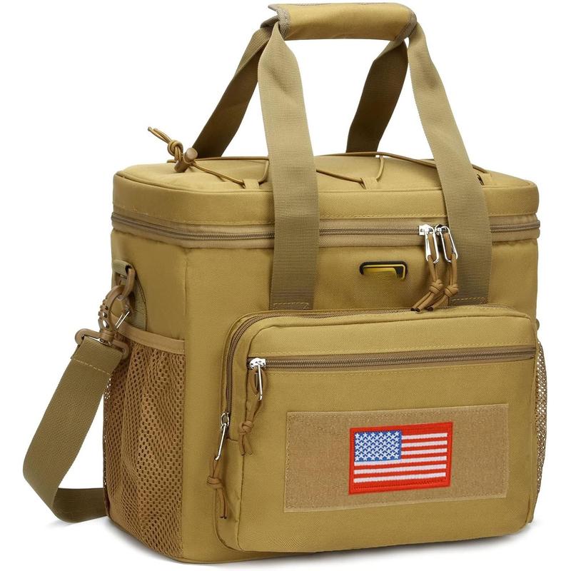 Lunch Box for Men, Tactical Lunch Bag MOLLE Webbing Leakproof Insulated Large Lunch Cooler Women Adult Meal with Adjustable Shoulder Strap Durable Lunch Pail (Brown)