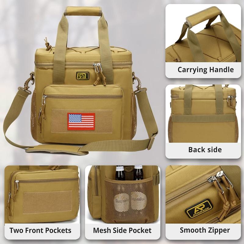 Lunch Box for Men, Tactical Lunch Bag MOLLE Webbing Leakproof Insulated Large Lunch Cooler Women Adult Meal with Adjustable Shoulder Strap Durable Lunch Pail (Brown)