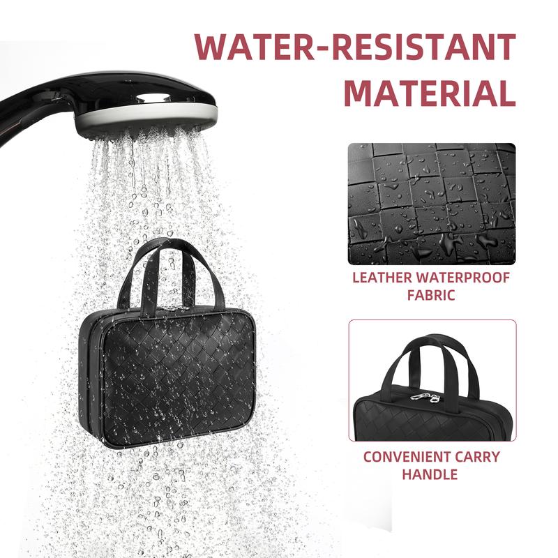 Versatile Travel Toiletries Organizer - Neatly Stores Toiletries & Cosmetics with Secure Hooks and Water-Resistant Fabric - Spacious for Full-Size Containers Black