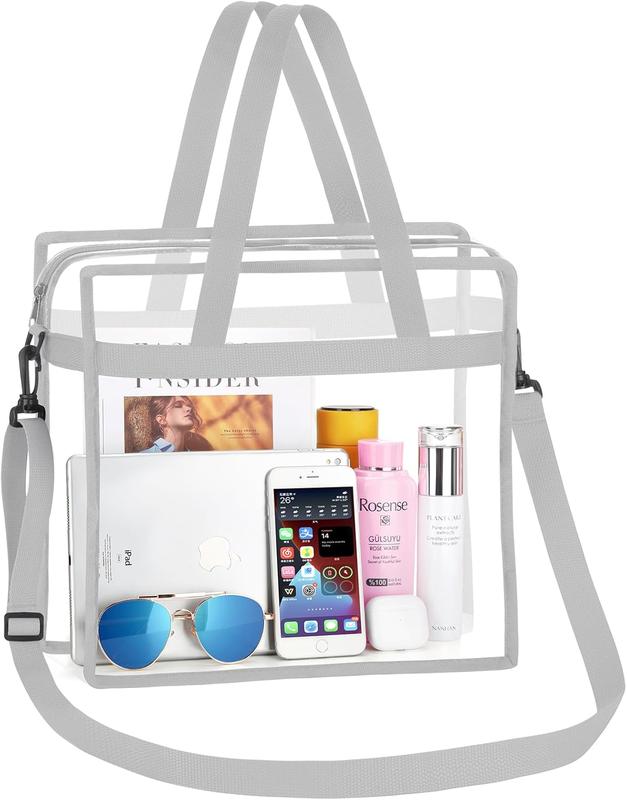 Clear Tote Bag Stadium Security Approved, See Through Clear Handbag Purse Bag for Work, Beach, Stadium