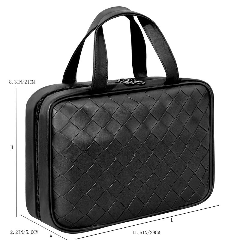 Versatile Travel Toiletries Organizer - Neatly Stores Toiletries & Cosmetics with Secure Hooks and Water-Resistant Fabric - Spacious for Full-Size Containers Black