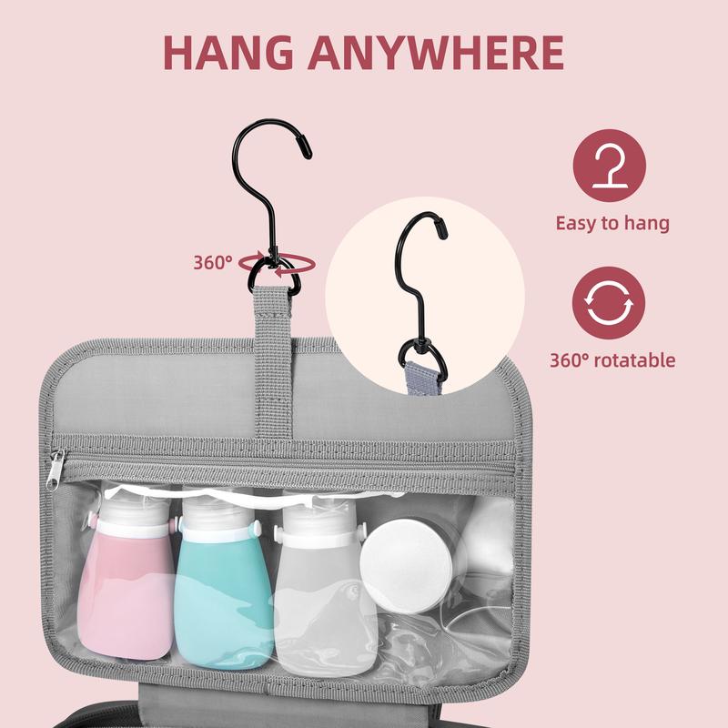 Versatile Travel Toiletries Organizer - Neatly Stores Toiletries & Cosmetics with Secure Hooks and Water-Resistant Fabric - Spacious for Full-Size Containers Black