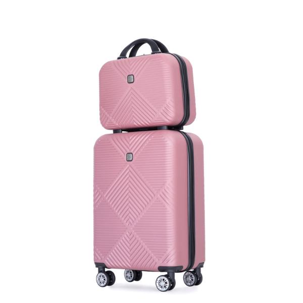 Luggage Sets 2 Piece Suitcase Set (14 20 )Hardside Suitcase with Spinner Wheels Lightweight Carry On Luggage(Pink)