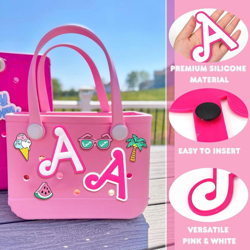 Letter Charms for Bogg Bag A-Z, 2counts Alphabet Charm Accessories for Bogg Bag for Simply Southern Bag Original All Mode, Silicone Insert tive Letterring Attachments for Beach Tote Bags