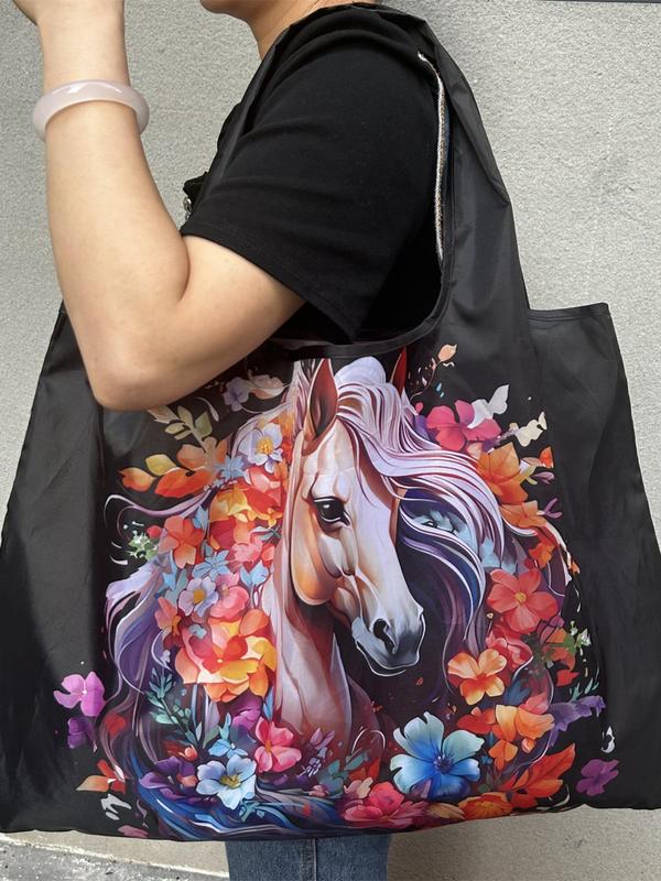 Animal Graphic Pattern Tote Bag, Large Capacity Shoulder Bag for Women, Casual Trendy Versatile High-quality Daily Commuting Bag, Girl Fashionable Shopping Bag