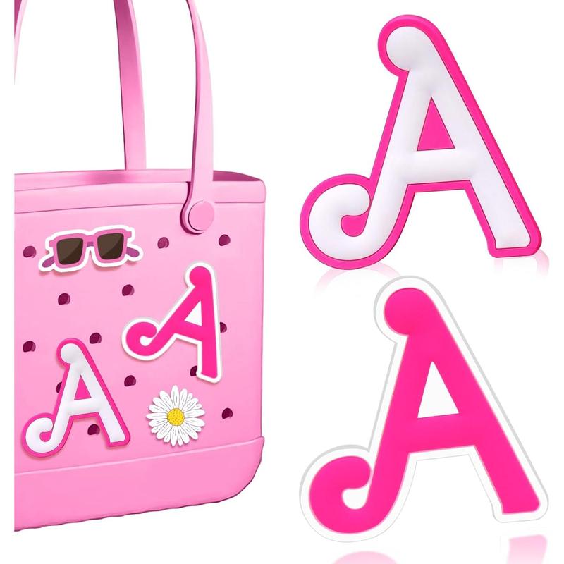 Letter Charms for Bogg Bag A-Z, 2counts Alphabet Charm Accessories for Bogg Bag for Simply Southern Bag Original All Mode, Silicone Insert tive Letterring Attachments for Beach Tote Bags