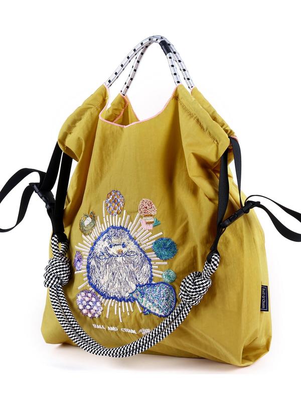 Cute Hedgehog Embroidery Tote Bag, Casual Large Capacity Shoulder Bag for Women, Trendy All-match Bag for Daily Use